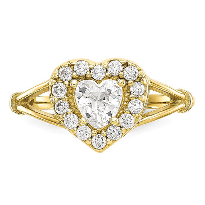 10K Yellow Gold Cz Heart Ring