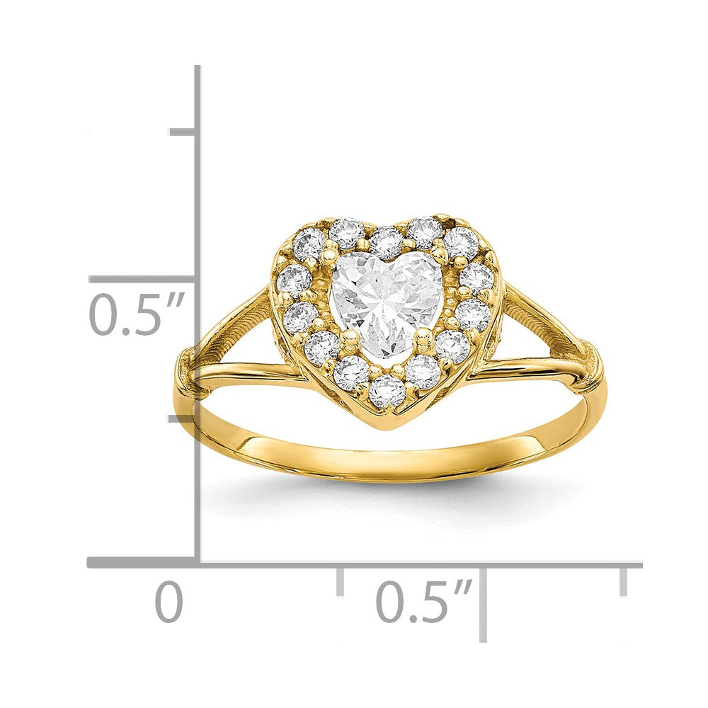 10K Yellow Gold Cz Heart Ring