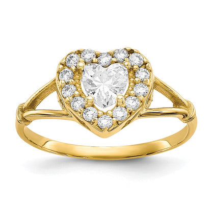 10K Yellow Gold Cz Heart Ring