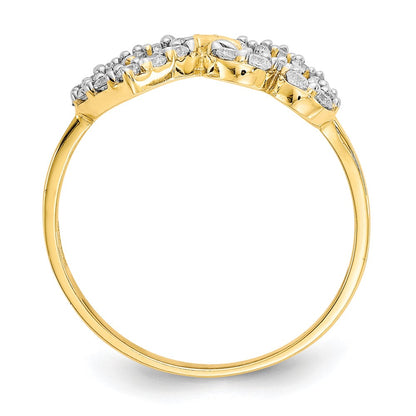 10K Yellow Gold Double Heart Cz Ring