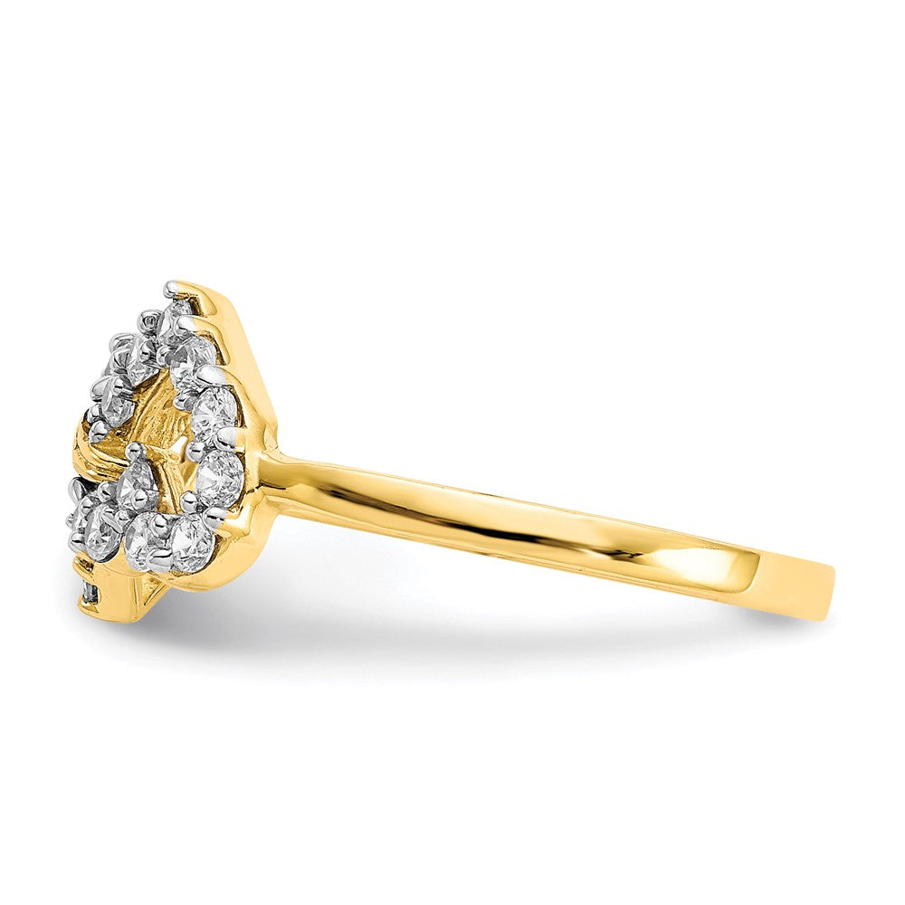10K Yellow Gold Double Heart Cz Ring