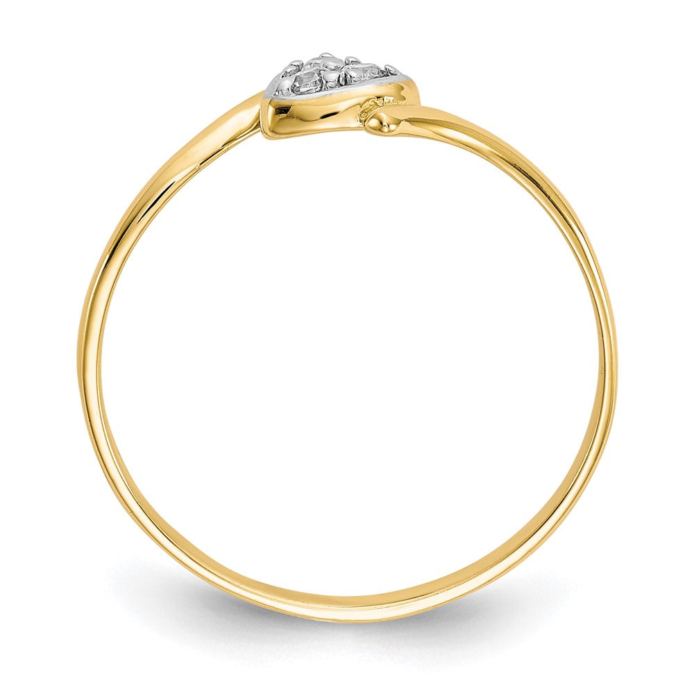 10K Yellow W/Rhodium 10K Cz Heart Ring