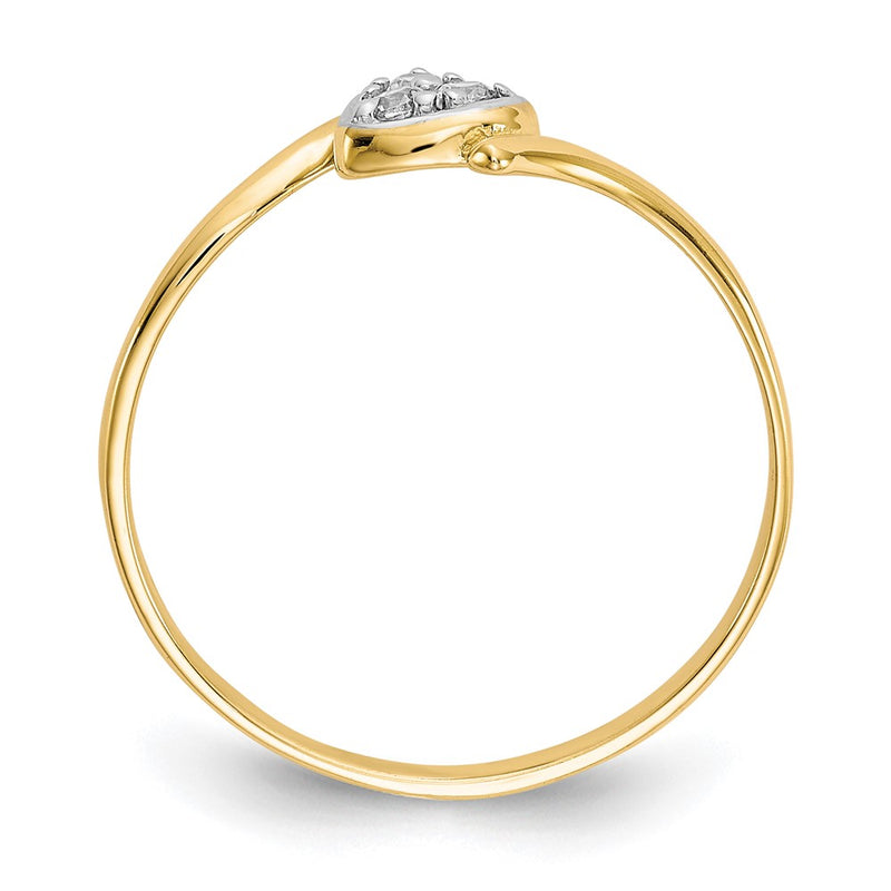 10K Yellow W/Rhodium 10K Cz Heart Ring