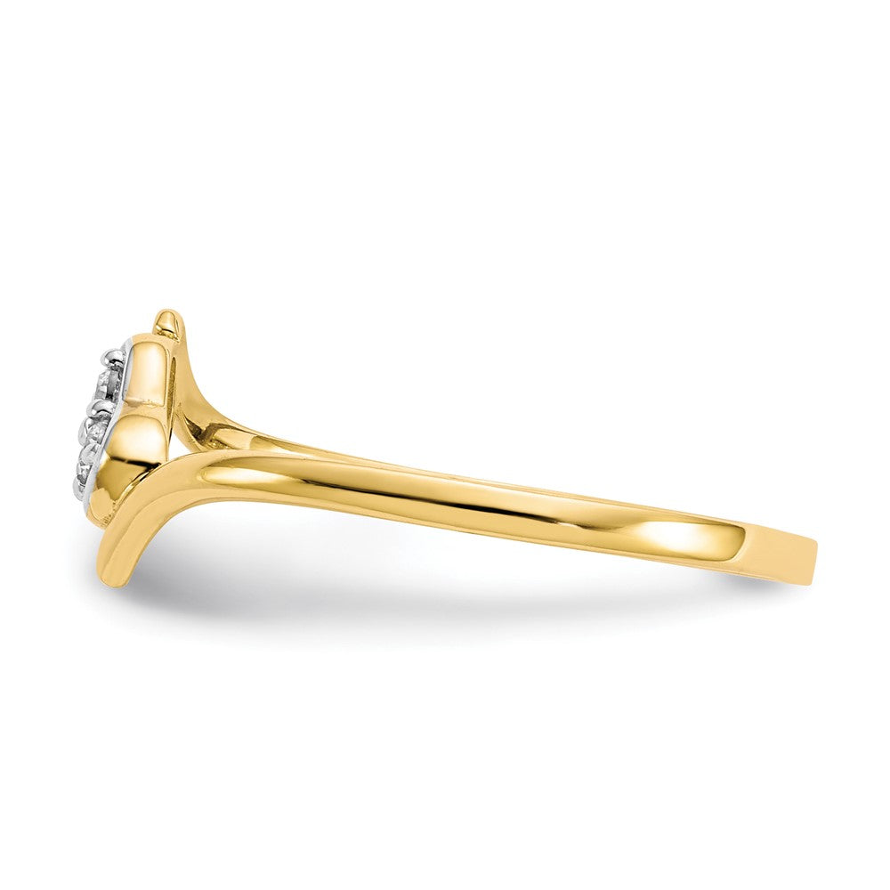 10K Yellow W/Rhodium 10K Cz Heart Ring