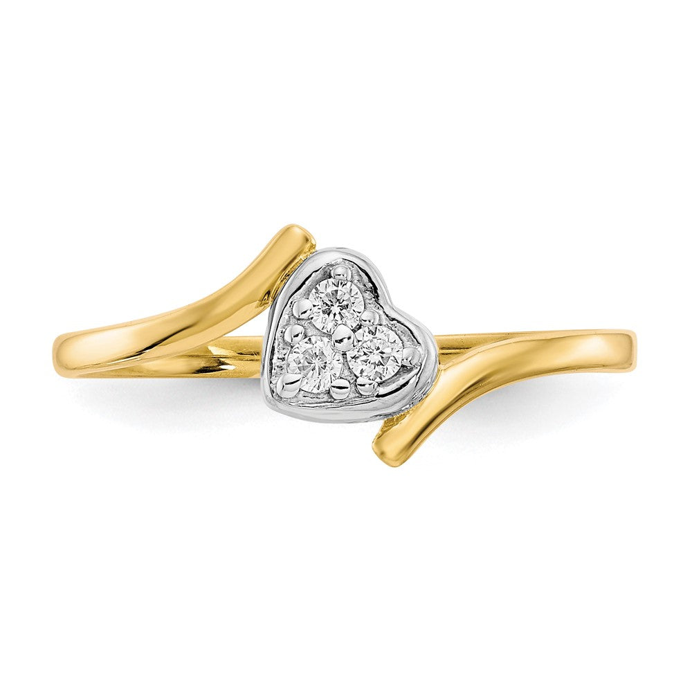 10K Yellow W/Rhodium 10K Cz Heart Ring