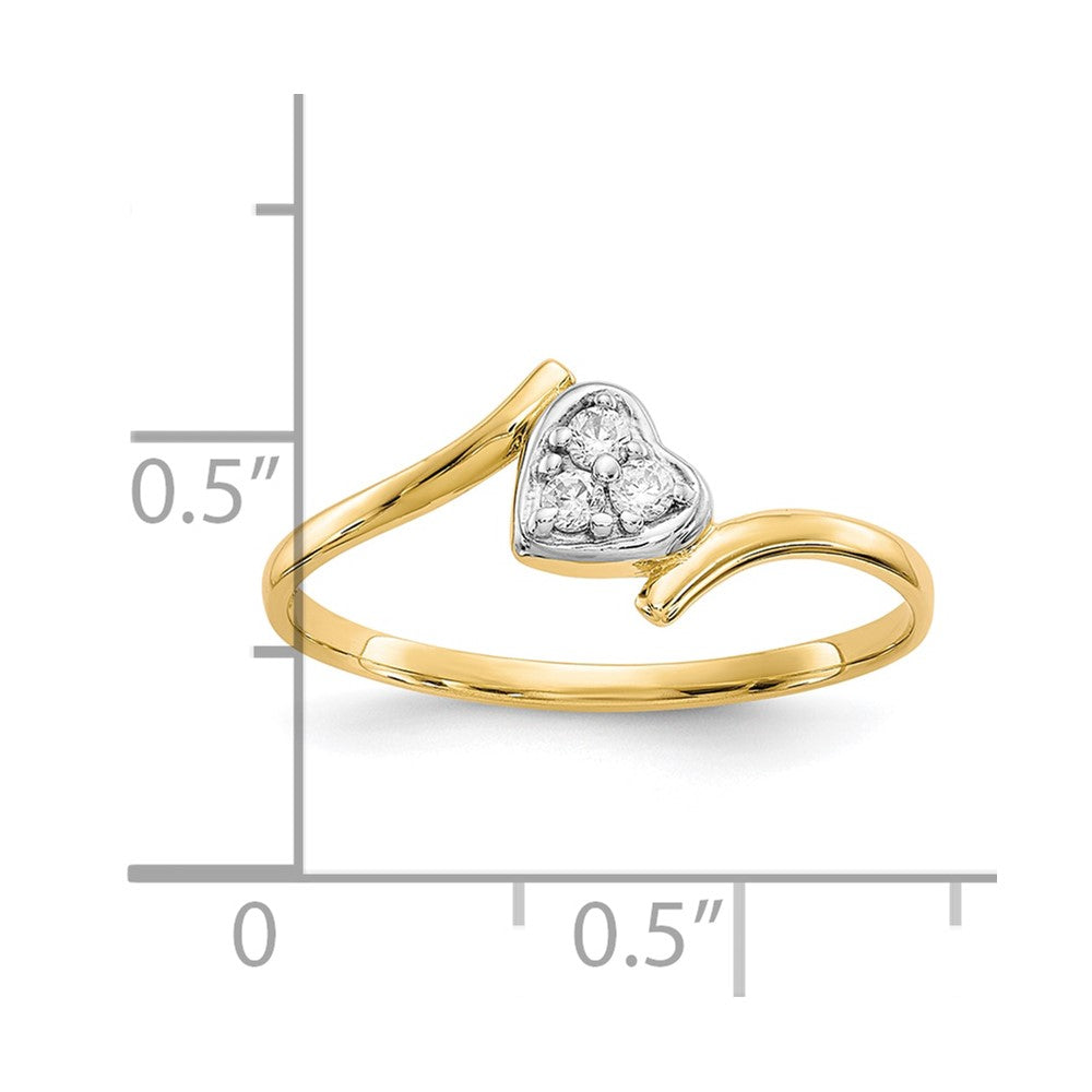10K Yellow W/Rhodium 10K Cz Heart Ring