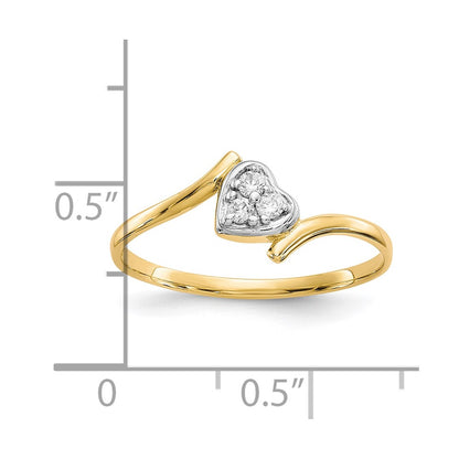 10K Yellow W/Rhodium 10K Cz Heart Ring