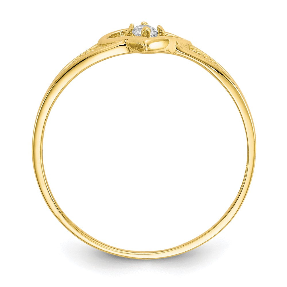 10K Yellow Gold Heart Cz Ring