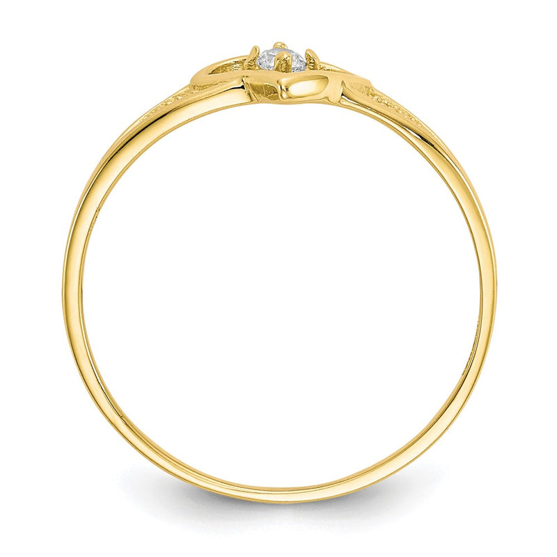 10K Yellow Gold Heart Cz Ring