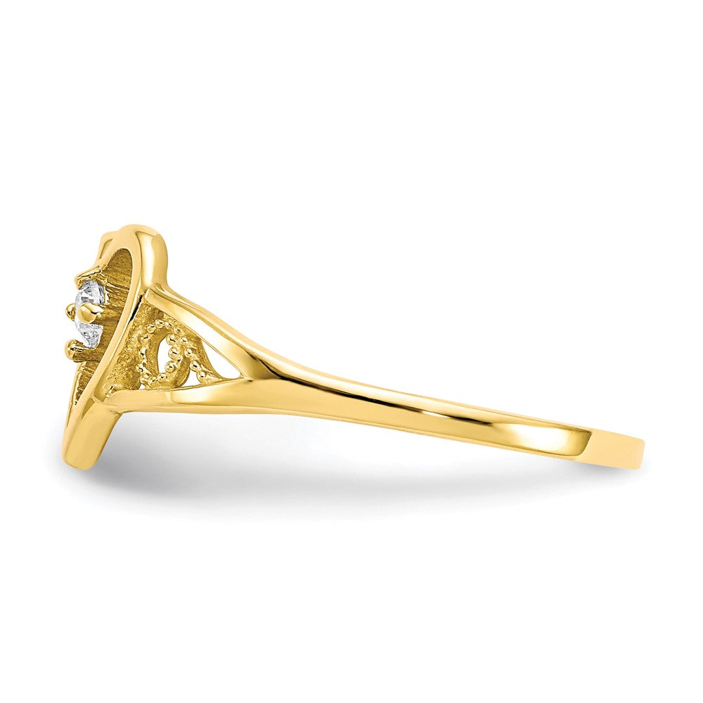 10K Yellow Gold Heart Cz Ring