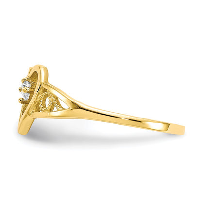 10K Yellow Gold Heart Cz Ring
