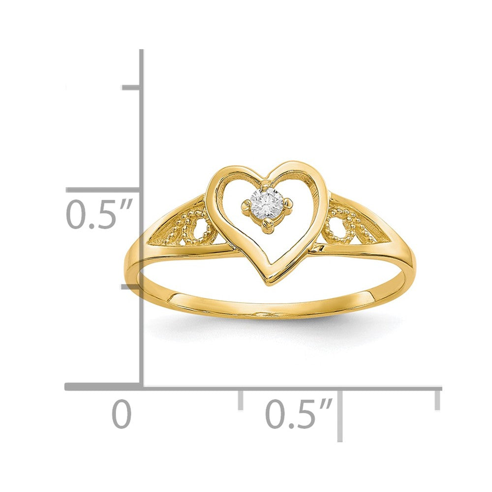 10K Yellow Gold Heart Cz Ring