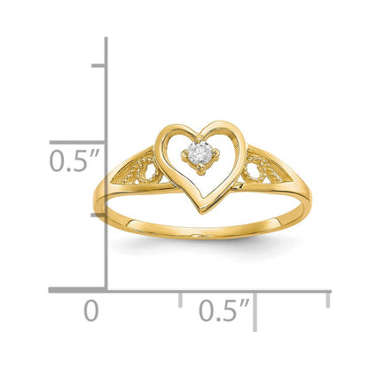 10K Yellow Gold Heart Cz Ring