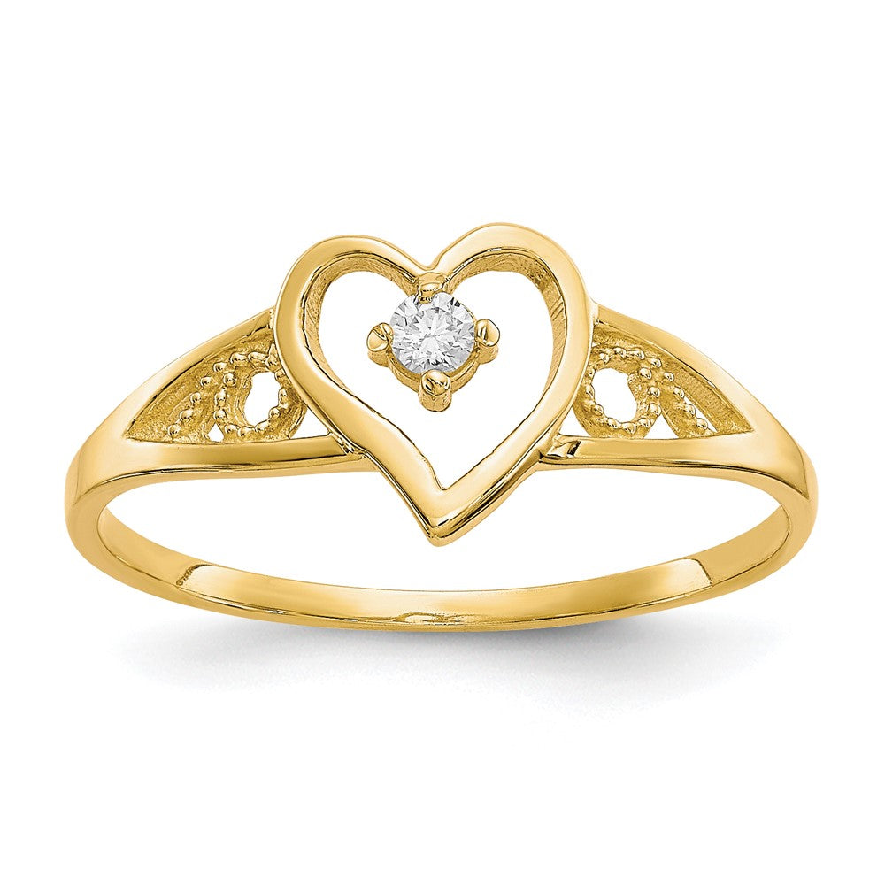 10K Yellow Gold Heart Cz Ring