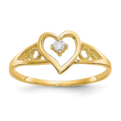 10K Yellow Gold Heart Cz Ring