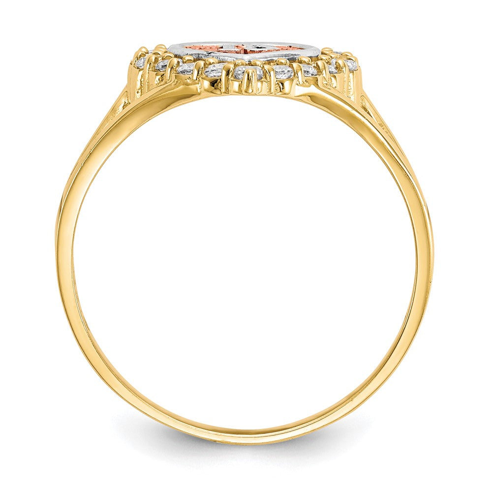 10K Two-Tone With White Rhodium Sweet 15 Cz Heart Ring