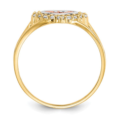 10K Two-Tone With White Rhodium Sweet 15 Cz Heart Ring