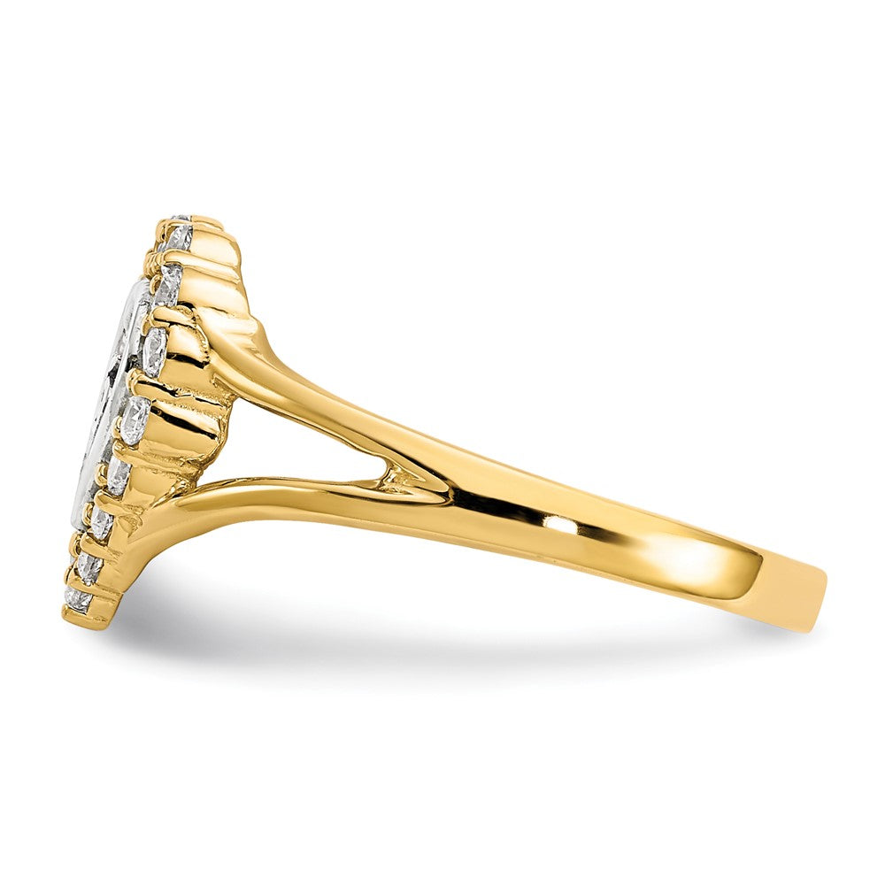 10K Two-Tone With White Rhodium Sweet 15 Cz Heart Ring