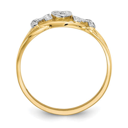 10K Yellow W/Rhodium 10K Mom Cz Ring