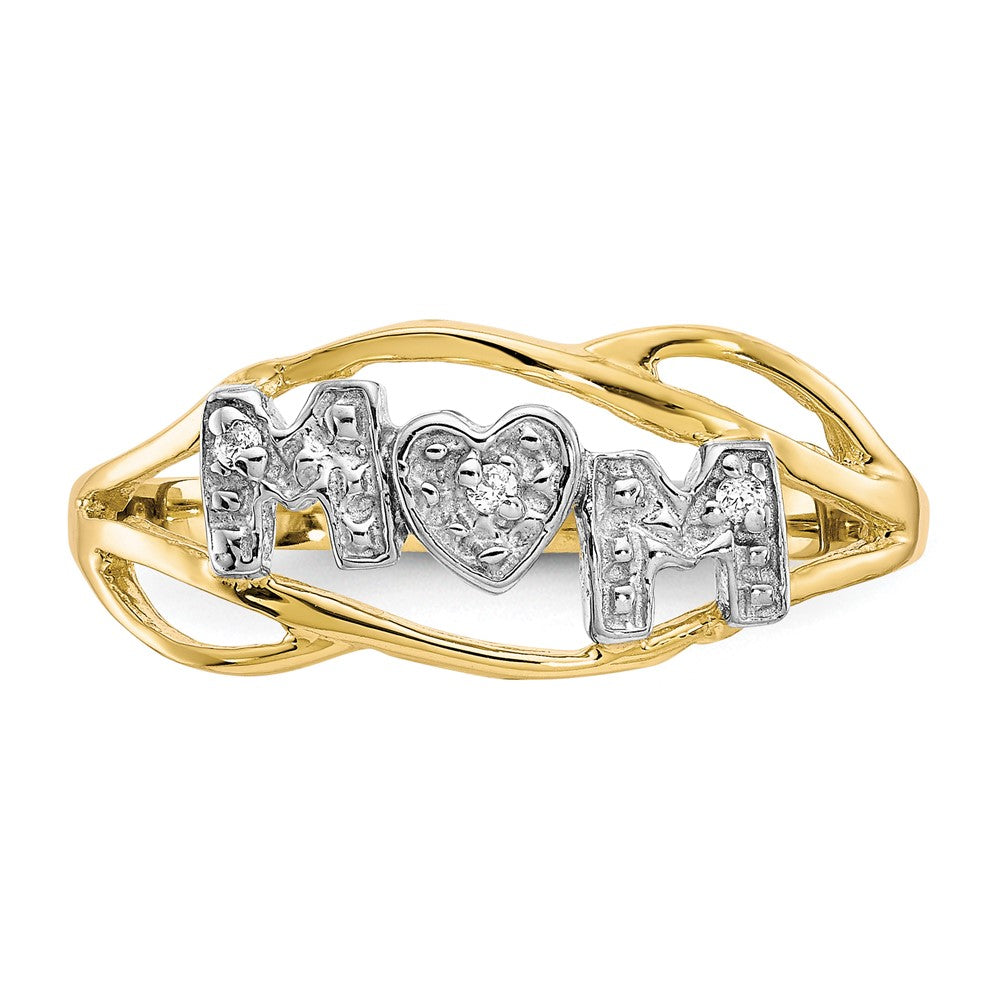 10K Yellow W/Rhodium 10K Mom Cz Ring