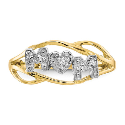 10K Yellow W/Rhodium 10K Mom Cz Ring