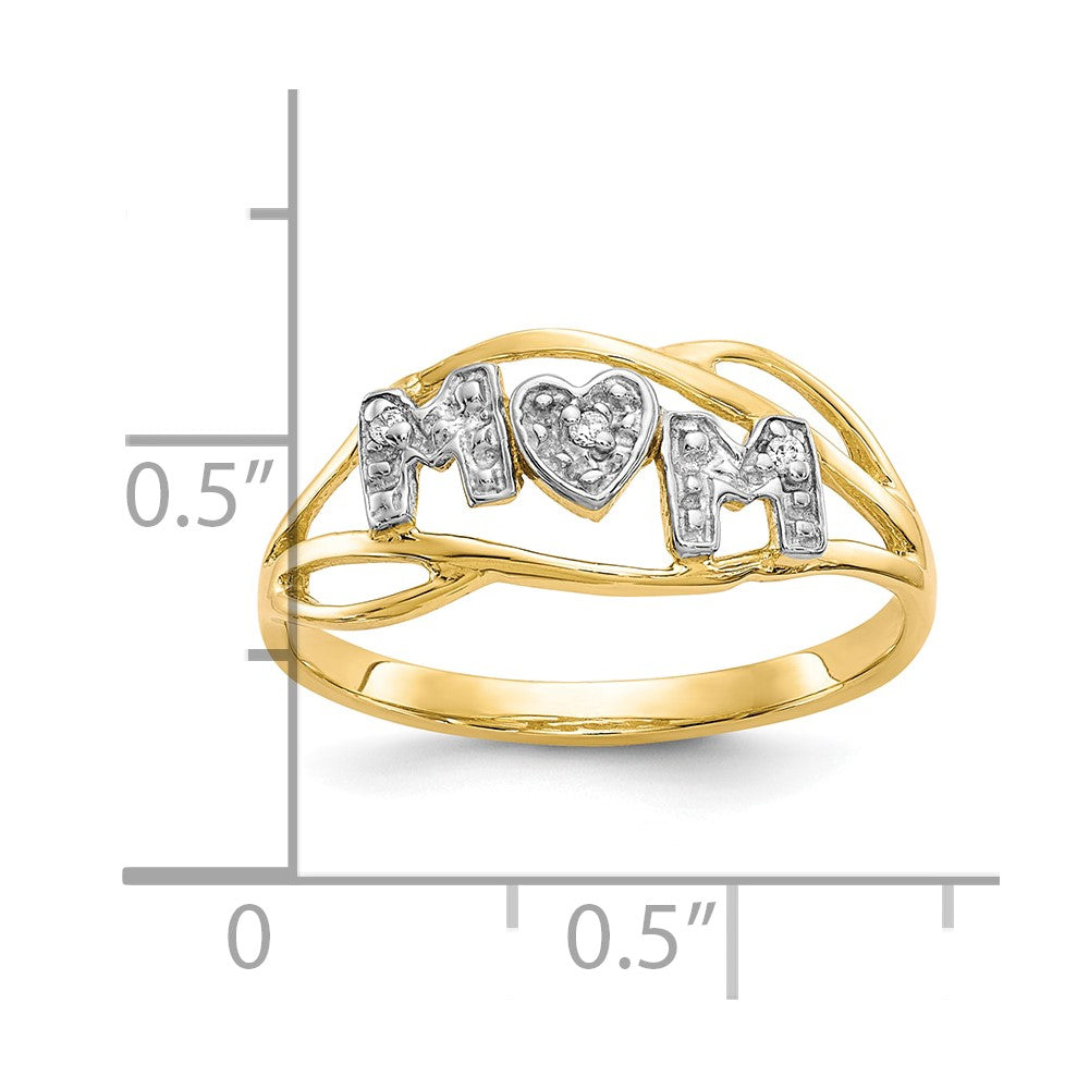 10K Yellow W/Rhodium 10K Mom Cz Ring