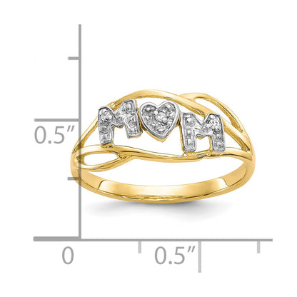 10K Yellow W/Rhodium 10K Mom Cz Ring