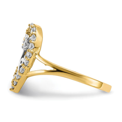 10K Yellow W/Rhodium 10K W/White Rhodium I Love You Cz Heart Ring