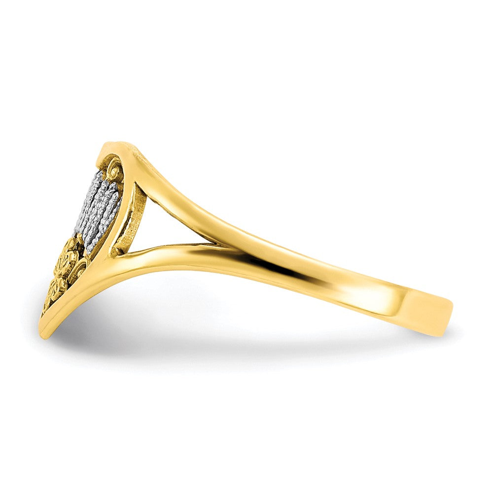 10K Yellow W/Rhodium 10K Mommy Heart Ring