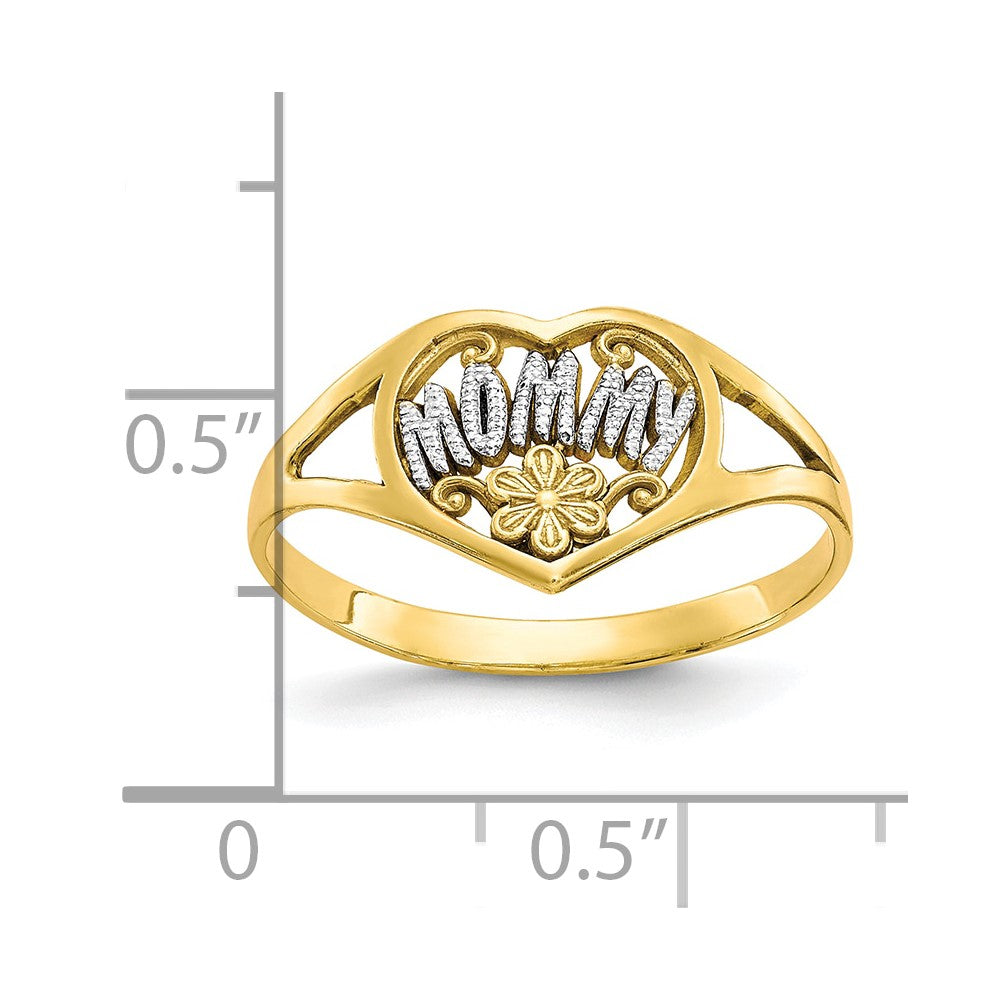 10K Yellow W/Rhodium 10K Mommy Heart Ring