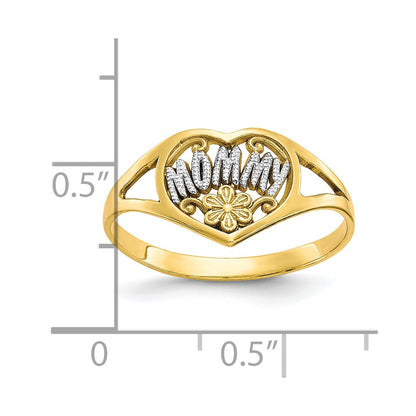 10K Yellow W/Rhodium 10K Mommy Heart Ring