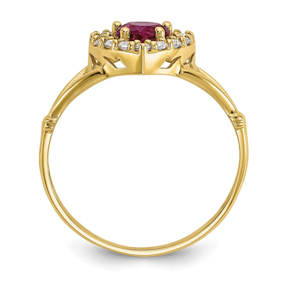 10K Yellow Gold 10K Red And White Cz Heart Ring
