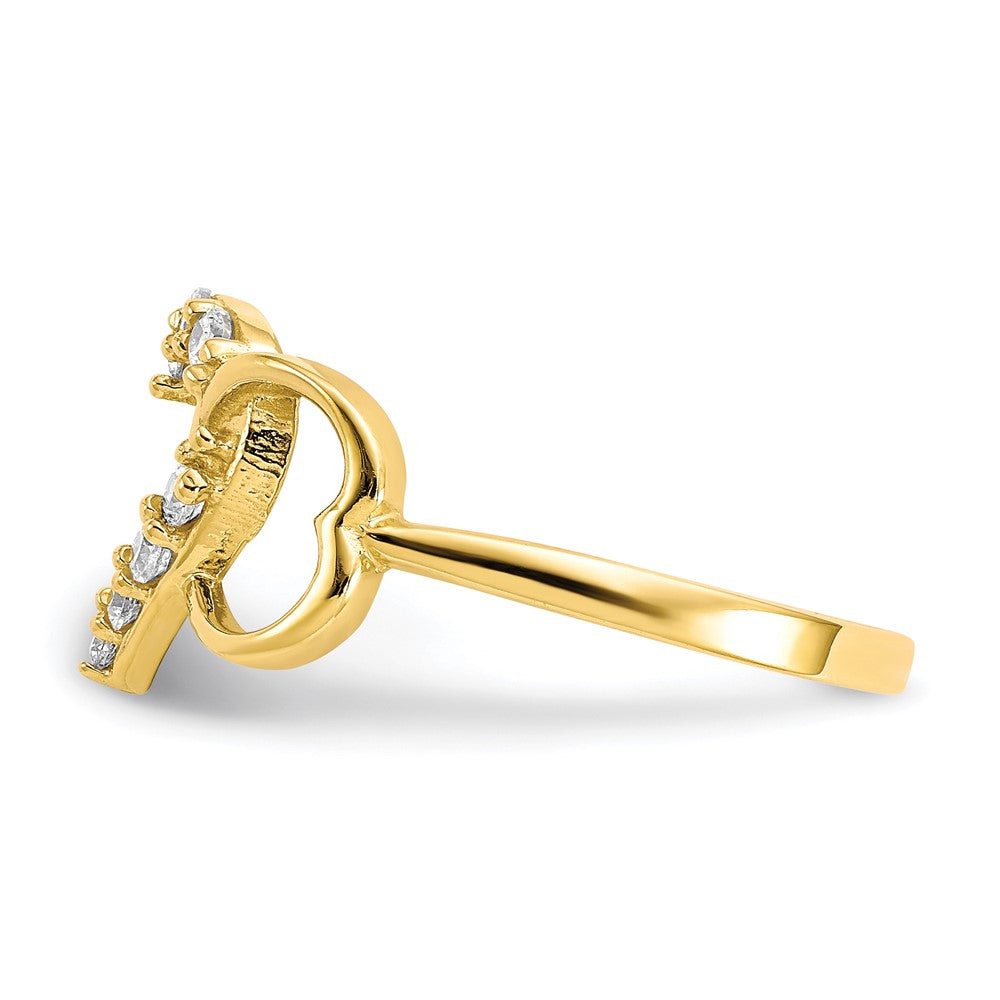 10K Yellow Gold Cz Heart Ring