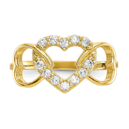 10K Yellow Gold Cz Heart Ring