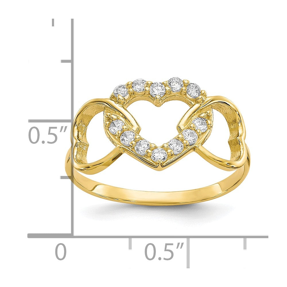 10K Yellow Gold Cz Heart Ring