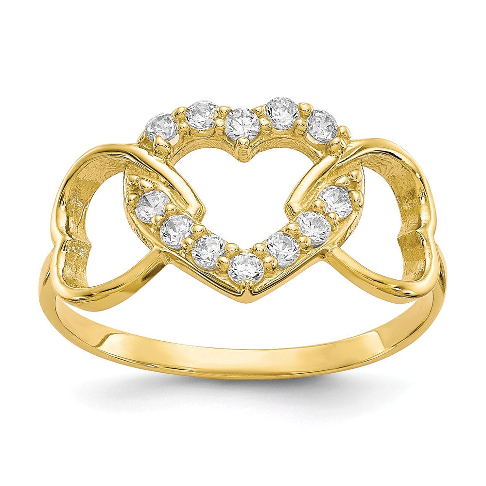 10K Yellow Gold Cz Heart Ring