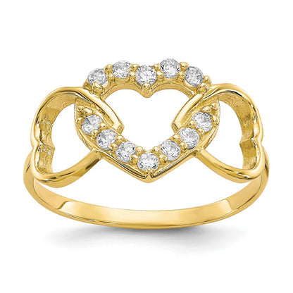 10K Yellow Gold Cz Heart Ring
