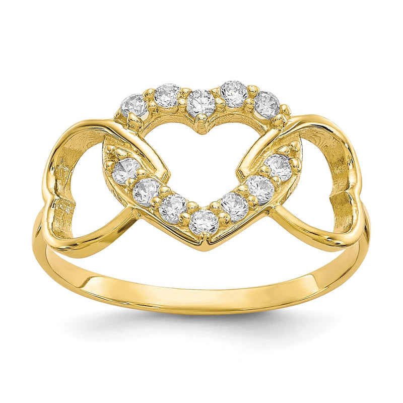 10K Yellow Gold Cz Heart Ring