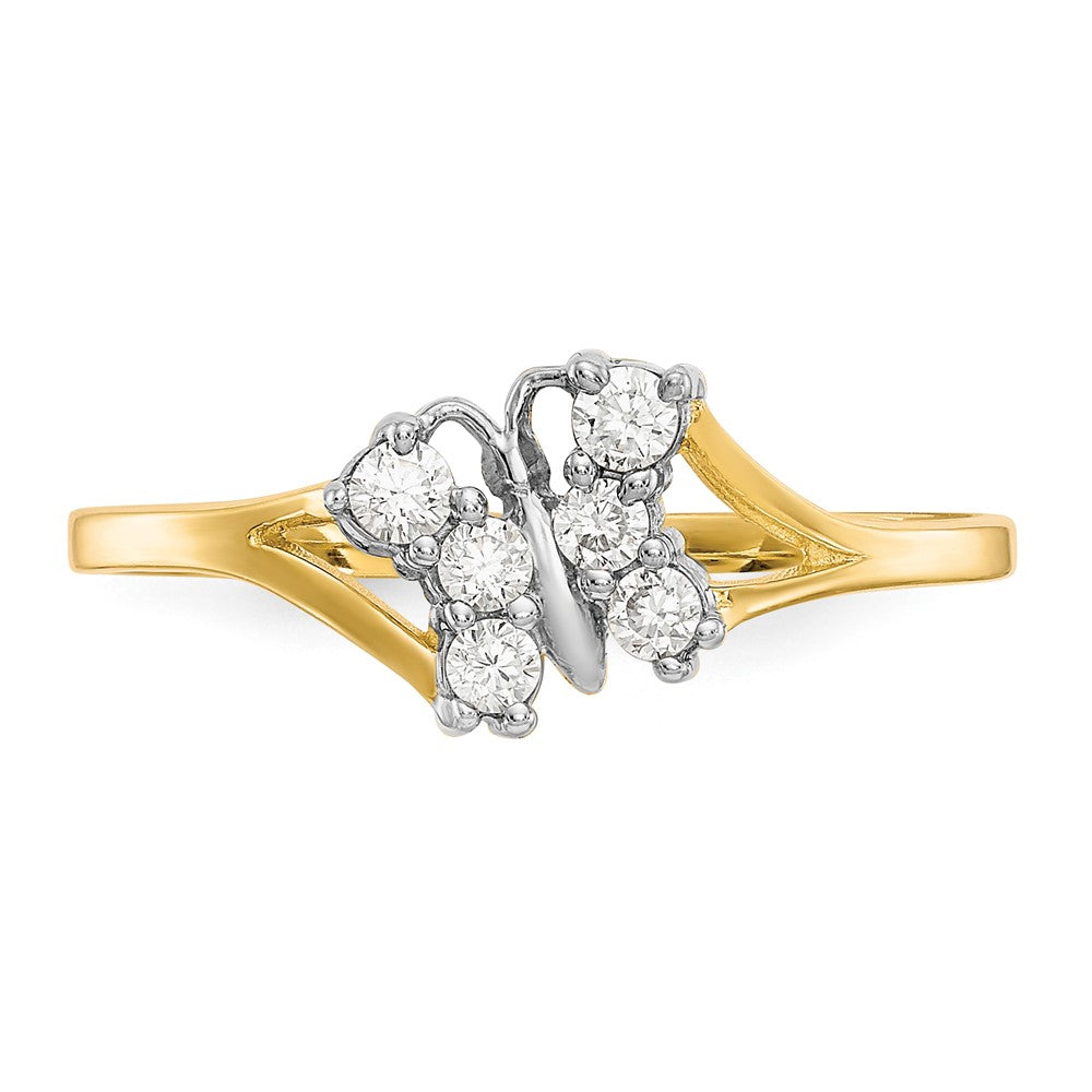 10K Yellow W/Rhodium 10K Cz Butterfly Ring