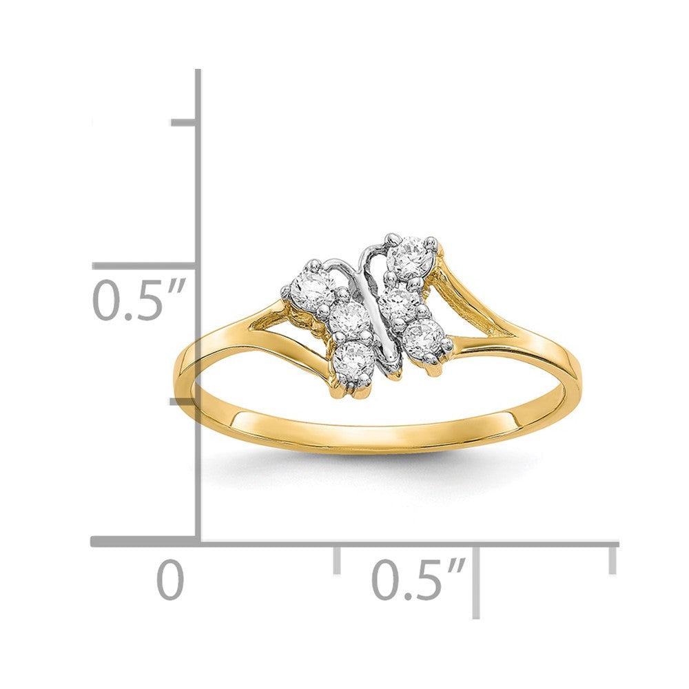 10K Yellow W/Rhodium 10K Cz Butterfly Ring