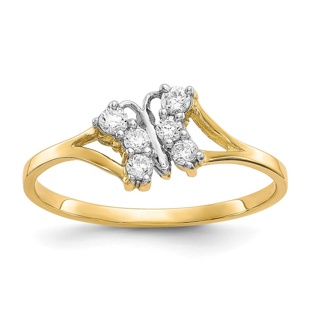 10K Yellow W/Rhodium 10K Cz Butterfly Ring