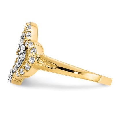 10K Yellow W/Rhodium 10K Double Heart Cz Ring