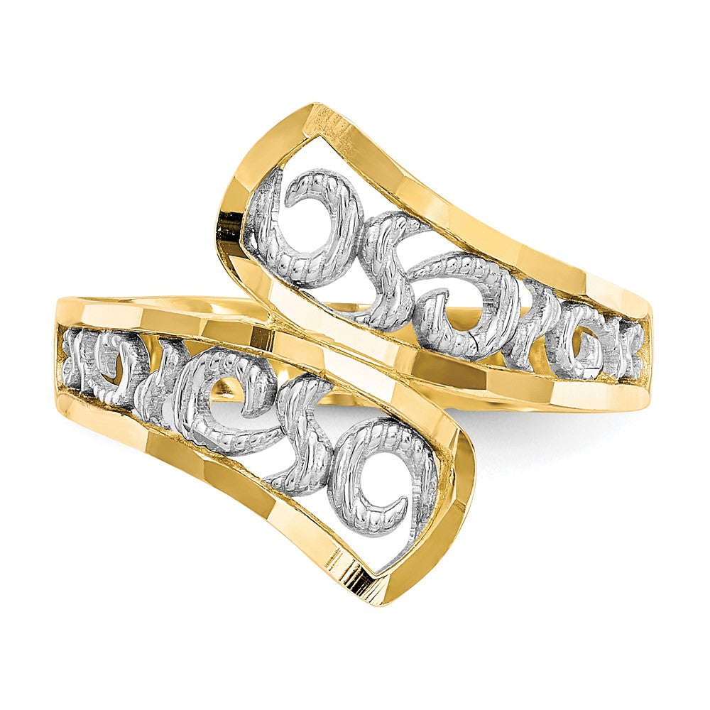 10K Yellow W/Rhodium & Rhodium Filigree Ring