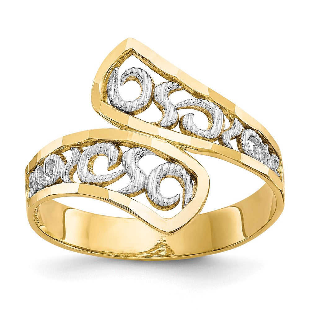 10K Yellow W/Rhodium & Rhodium Filigree Ring