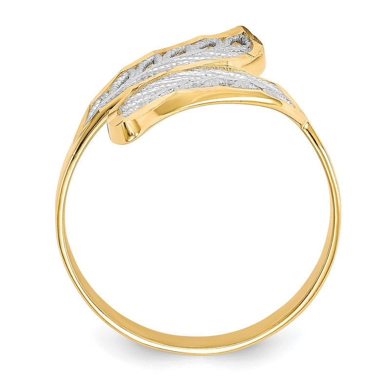 10K Yellow W/Rhodium 10K Diamond-Cut Filigree Ring