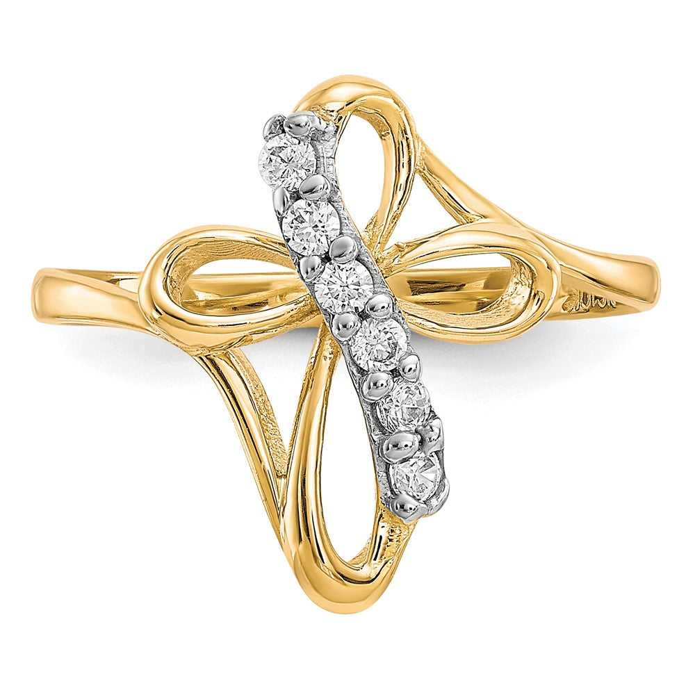 10K Yellow Gold Cz Cross Ring
