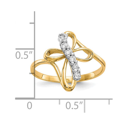 10K Yellow Gold Cz Cross Ring