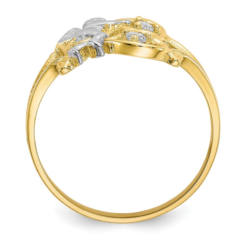 10K Yellow W/Rhodium & Rhodium Cz Angel W/Hearts Ring