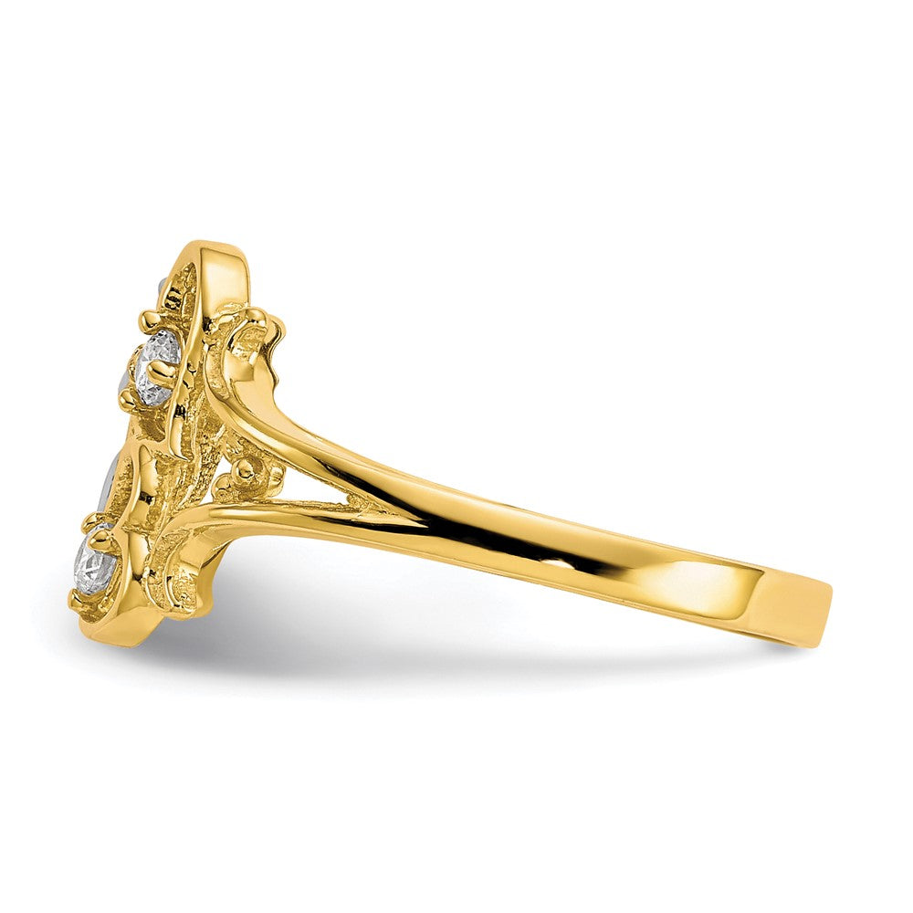 10K Yellow W/Rhodium & Rhodium Cz Angel W/Hearts Ring