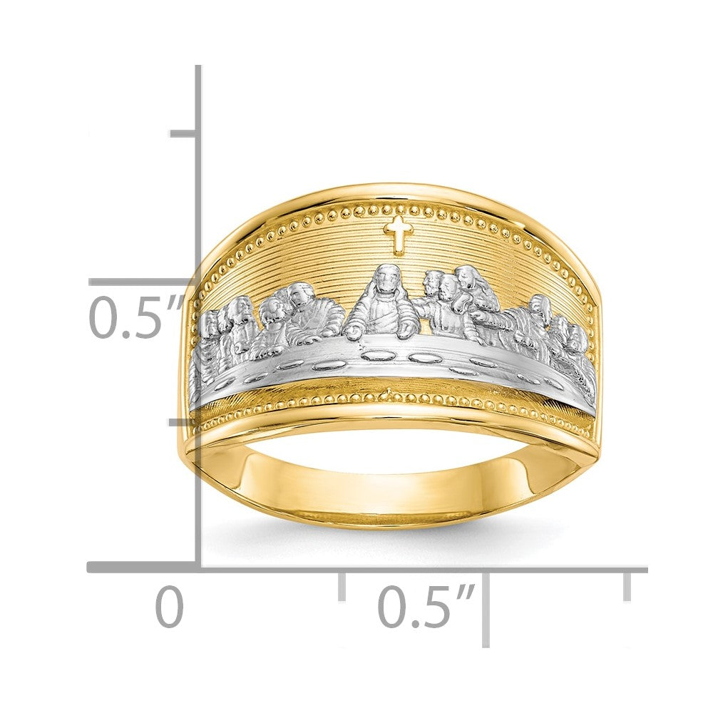 10K Yellow W/Rhodium & Rhodium Ladies Last Supper Ring